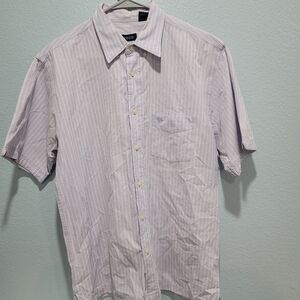 IZOD Striped Button-Up Shirt - M - blue